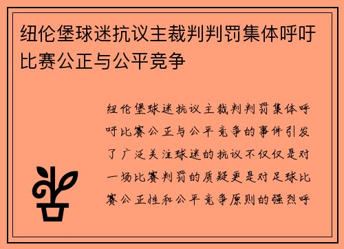 纽伦堡球迷抗议主裁判判罚集体呼吁比赛公正与公平竞争